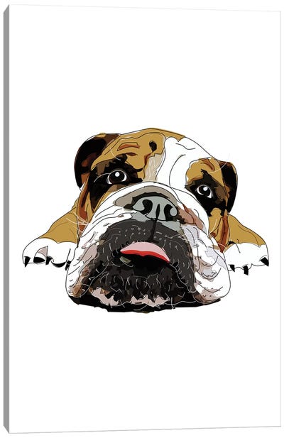 English Bulldog Canvas Art Print - Sketch and Paws