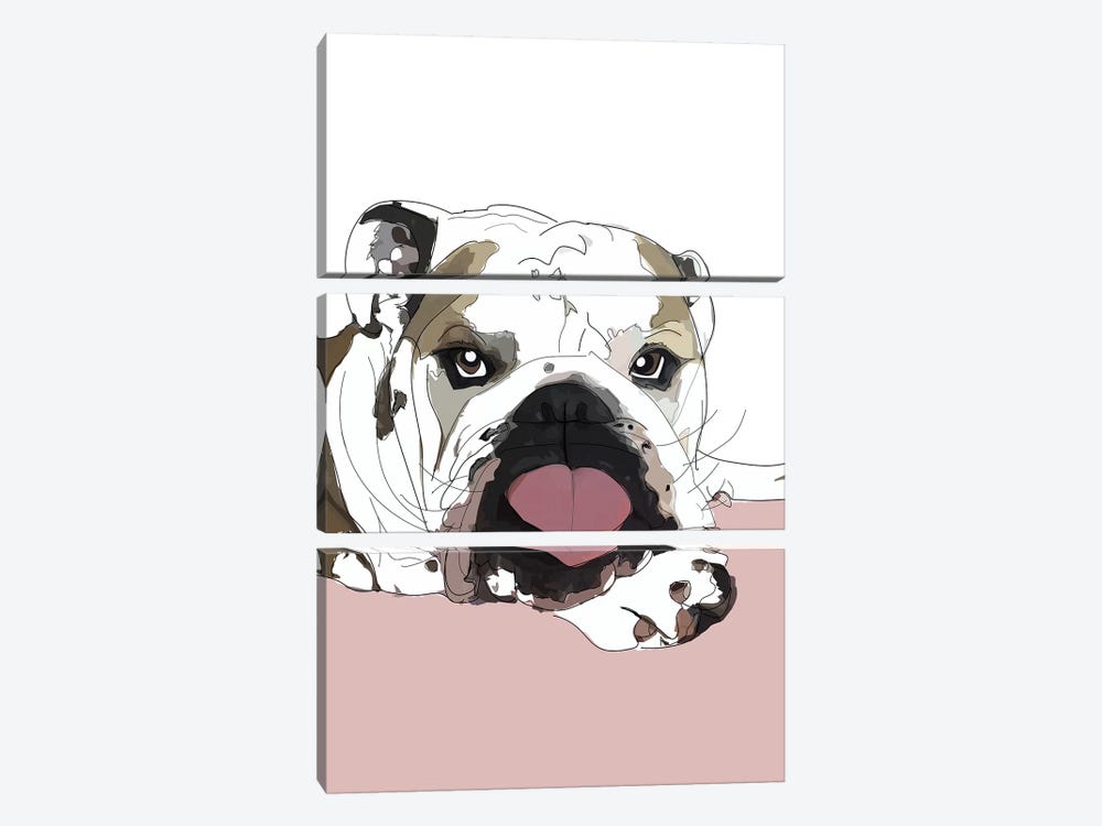 English Bulldog Love by Sketch and Paws 3-piece Canvas Art Print
