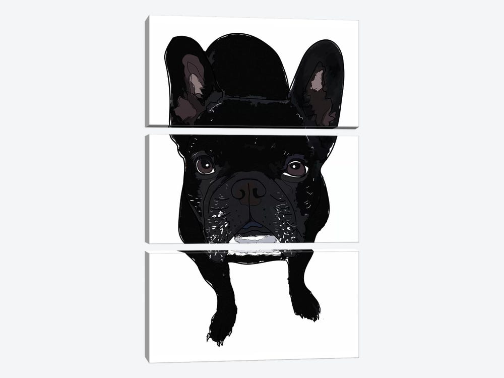 Frenchie Black by Sketch and Paws 3-piece Canvas Art