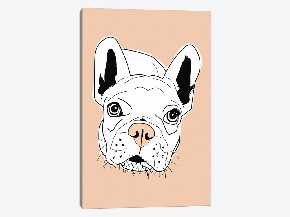 Frenchie Face Pink by Sketch and Paws 1-piece Art Print