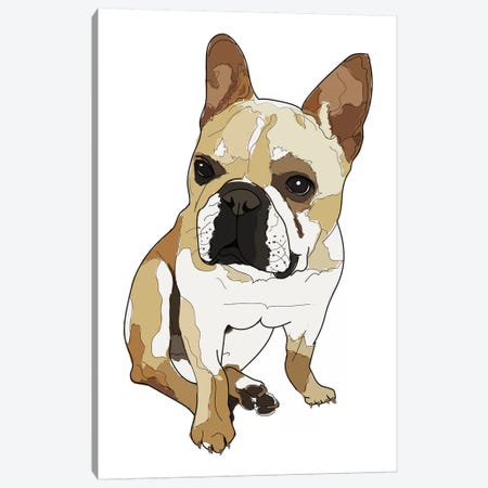 Frenchie White Canvas Print #SAP49} by Sketch and Paws Canvas Art