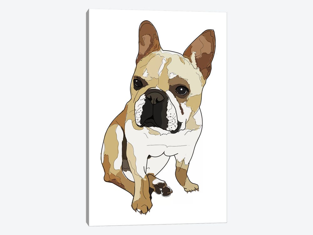 Frenchie White by Sketch and Paws 1-piece Canvas Art