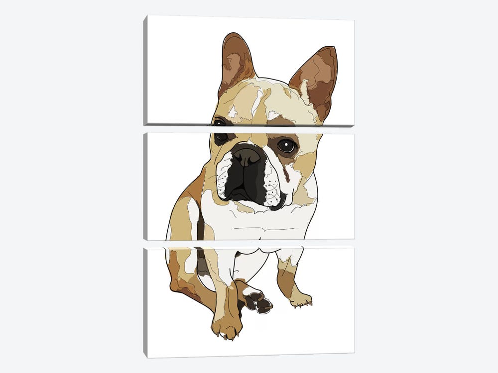 Frenchie White by Sketch and Paws 3-piece Canvas Art