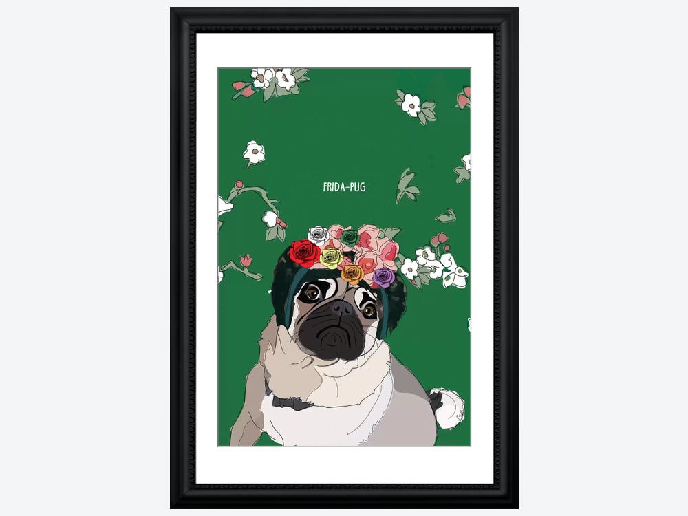 Pug With Red Sunglasses Canvas Art by Printable Lisa's Pets