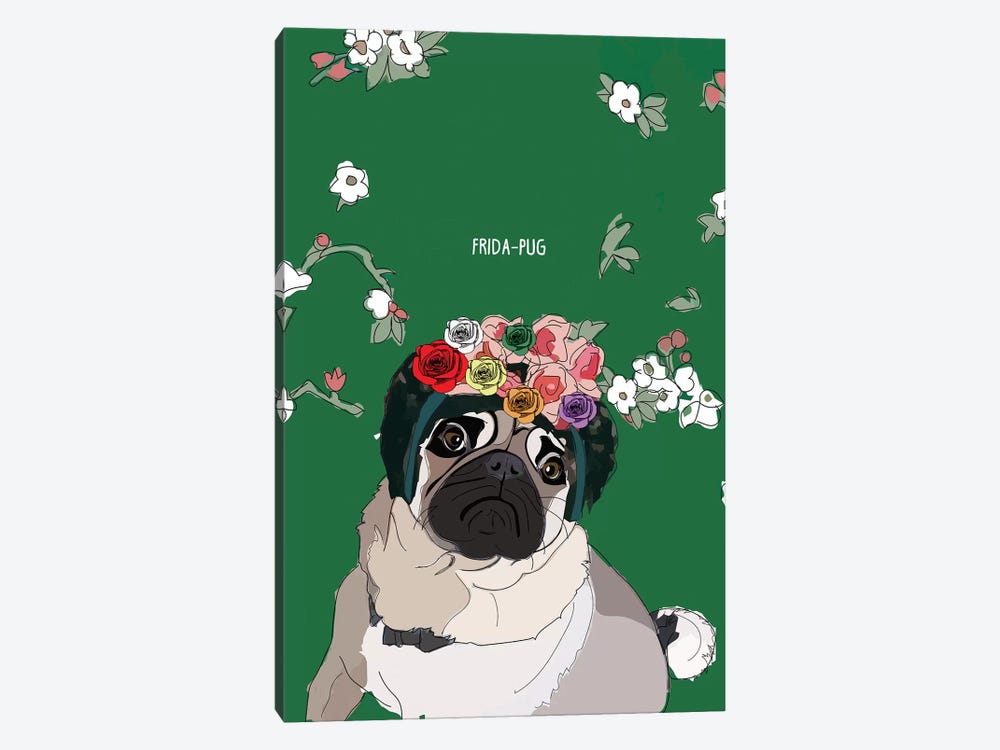 Frida-Pug by Sketch and Paws 1-piece Canvas Print