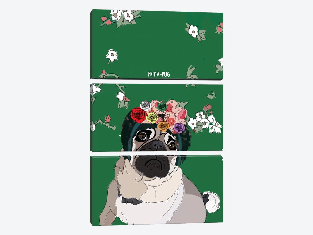 Frida-Pug by Sketch and Paws 3-piece Art Print