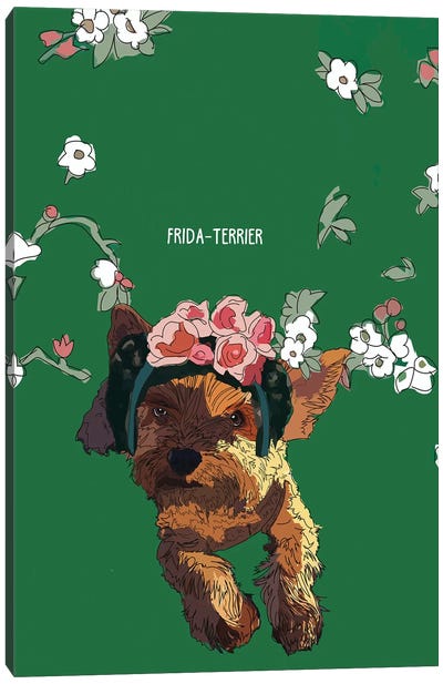 Frida-Terrier Canvas Art Print - Frida Kahlo