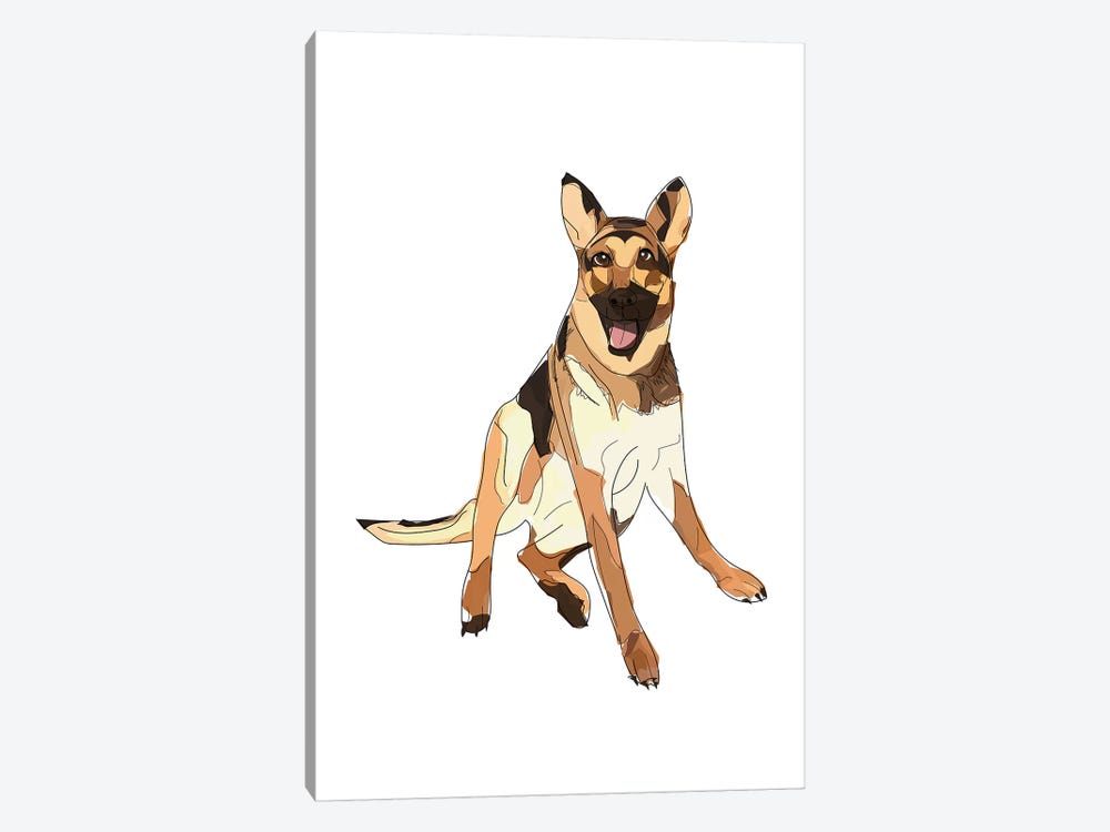 German Shepherd by Sketch and Paws 1-piece Canvas Art Print