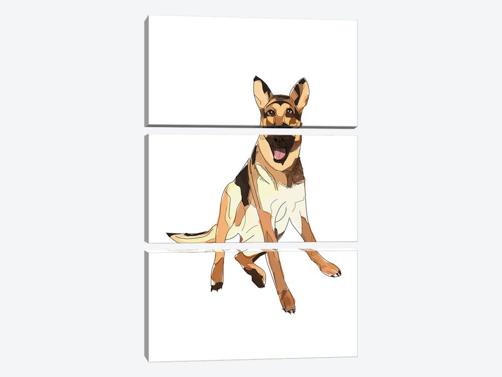German Shepherd by Sketch and Paws 3-piece Canvas Art Print