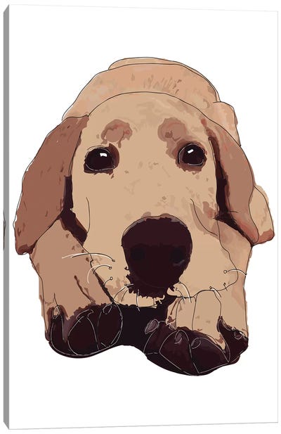 Golden Labrador Canvas Art Print - Sketch and Paws