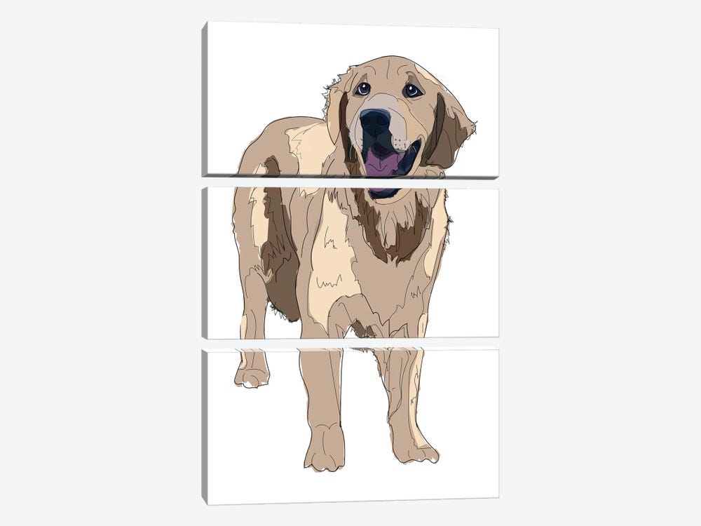 Golden Retreiver by Sketch and Paws 3-piece Canvas Print