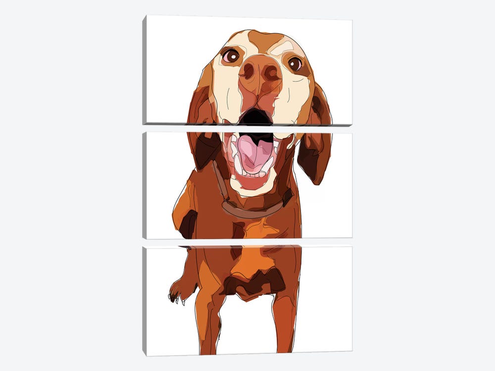 Beautiful Vizsla by Sketch and Paws 3-piece Canvas Art Print