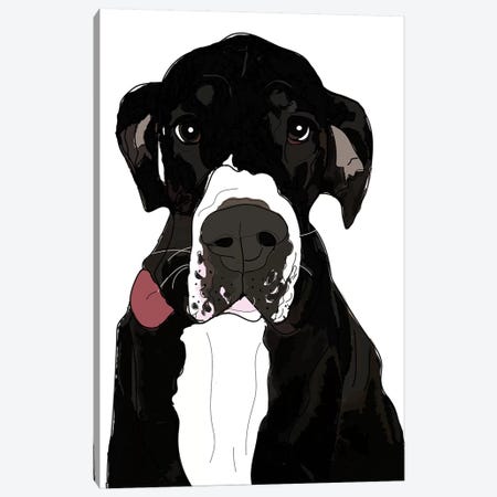 Great Dane Tongue Out Canvas Print #SAP61} by Sketch and Paws Canvas Artwork