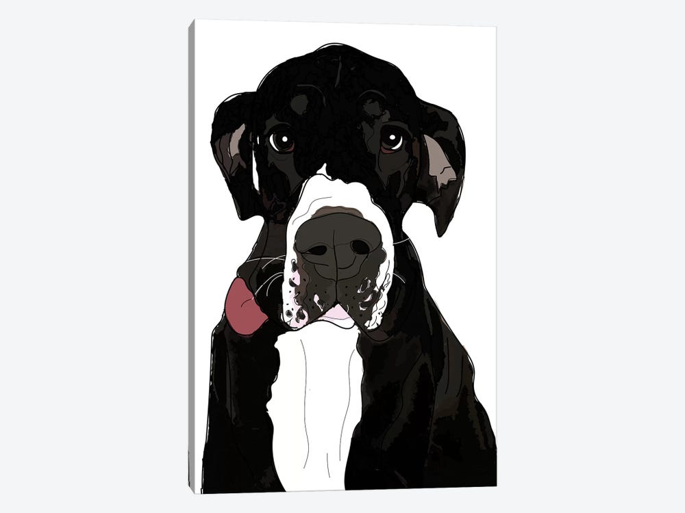 Great Dane Tongue Out by Sketch and Paws 1-piece Canvas Artwork