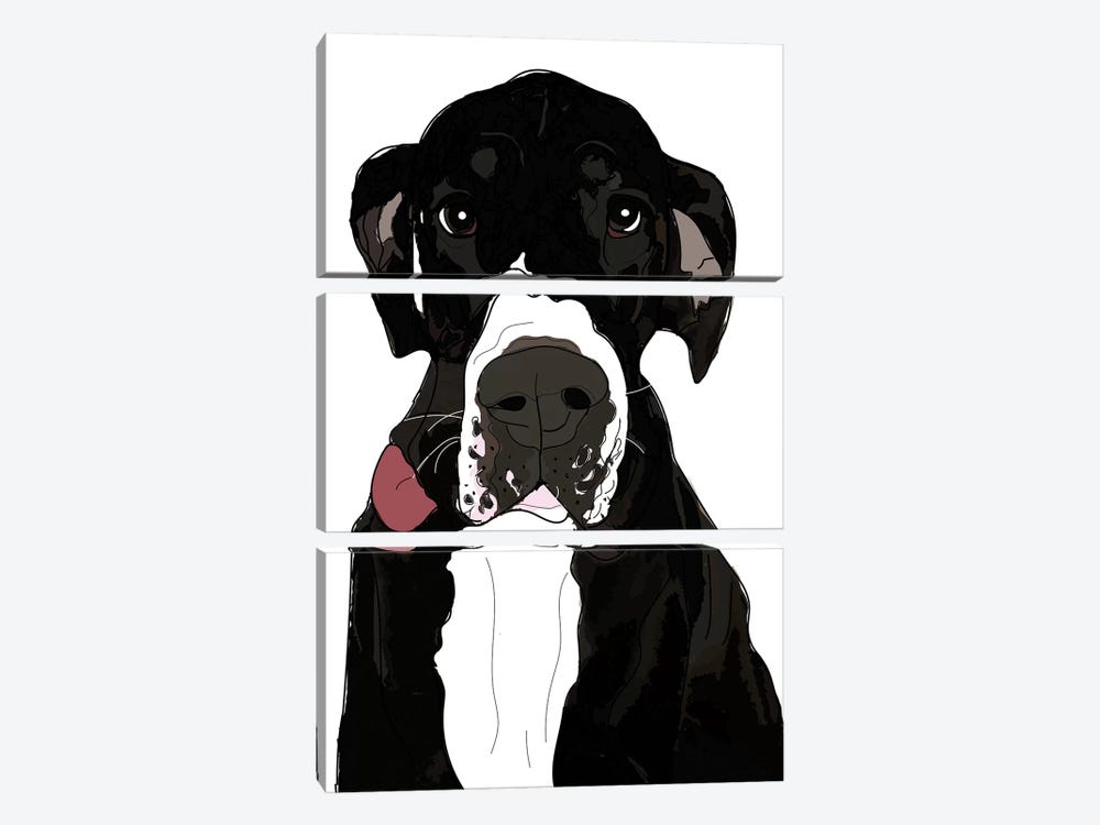 Great Dane Tongue Out by Sketch and Paws 3-piece Canvas Wall Art