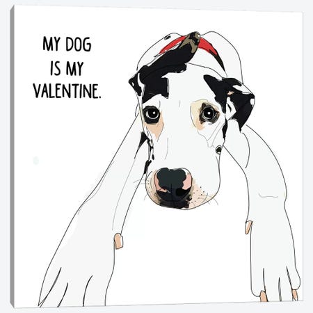 Great Dane Valentine Canvas Print #SAP62} by Sketch and Paws Canvas Wall Art