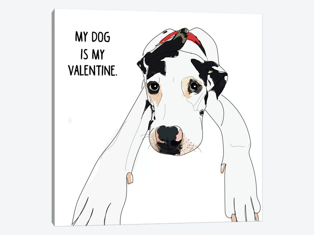 Great Dane Valentine by Sketch and Paws 1-piece Canvas Print