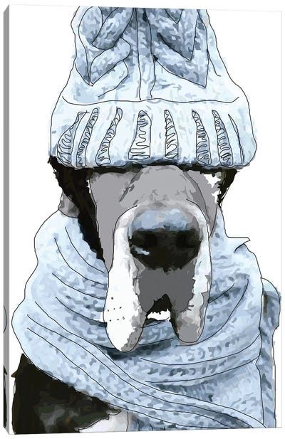 Great Dane Winter Sweater Canvas Art Print - Sketch and Paws