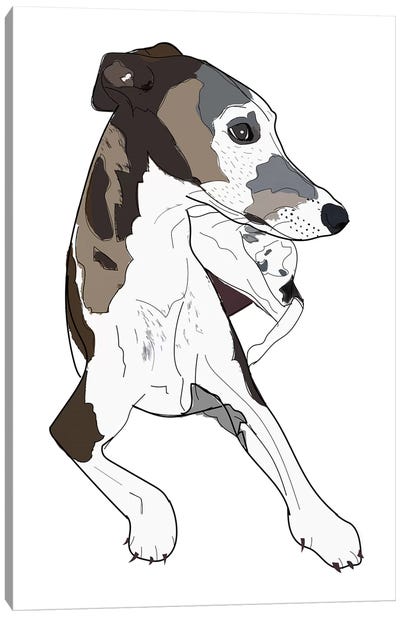 Greyhound Family Dog Canvas Art Print - Sketch and Paws