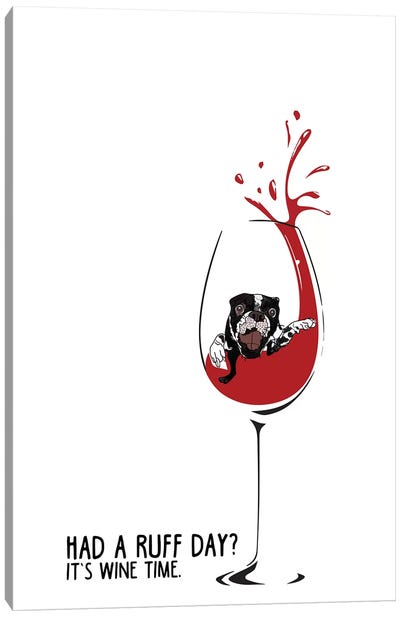 Had A Ruff Day Wine Canvas Art Print - Sketch and Paws