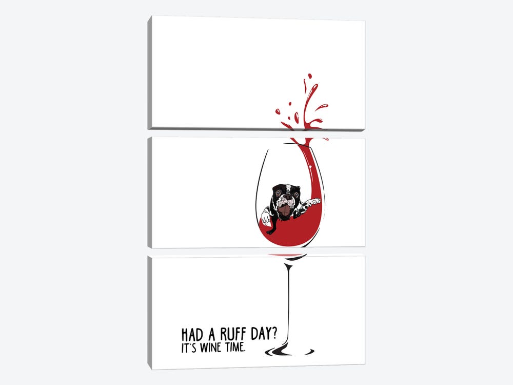 Had A Ruff Day Wine by Sketch and Paws 3-piece Art Print