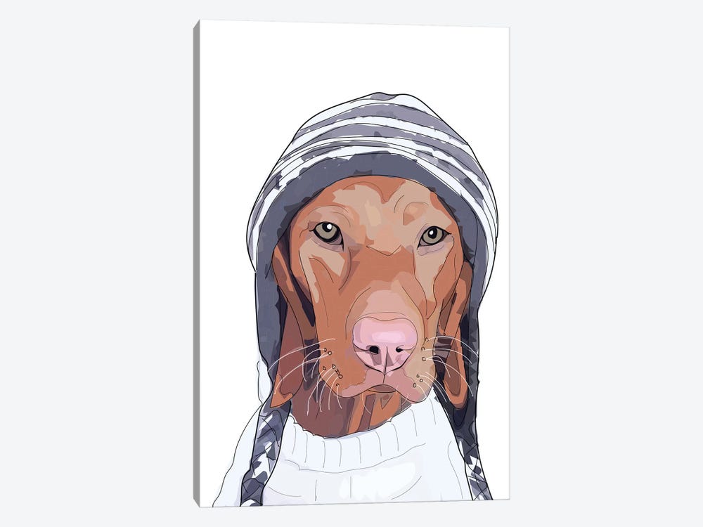 Hipster Vizsla Beanie by Sketch and Paws 1-piece Canvas Artwork