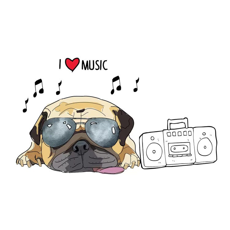 I Love Music Pug