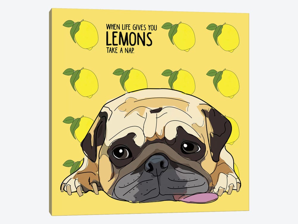 Lemons by Sketch and Paws 1-piece Canvas Wall Art