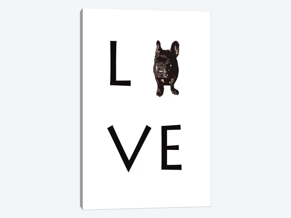 Love Your Dog Frenchie Black by Sketch and Paws 1-piece Canvas Print