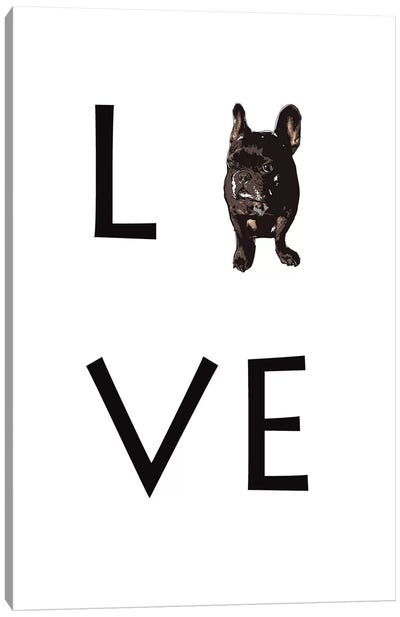 Love Your Dog Frenchie Black Canvas Art Print - Sketch and Paws