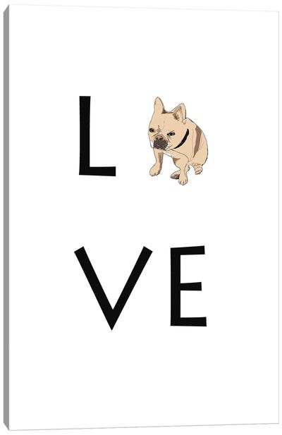 Love Your Dog Frenchie Tan Canvas Art Print - Sketch and Paws