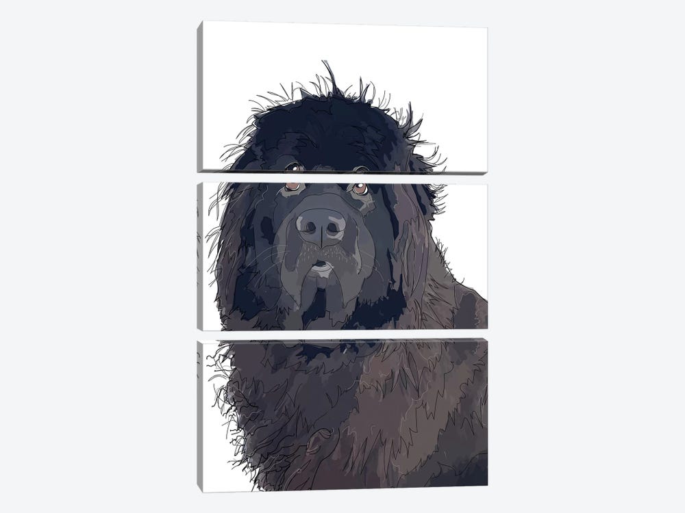 Newfie by Sketch and Paws 3-piece Canvas Artwork