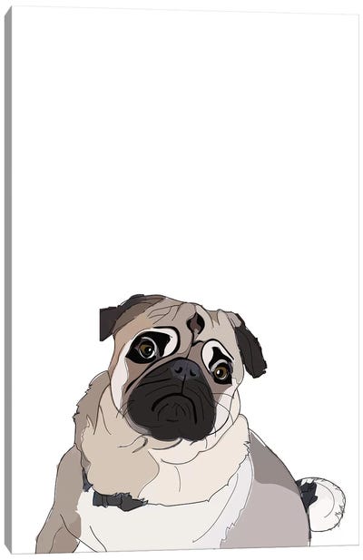 Pug Canvas Art Print - Sketch and Paws