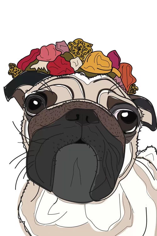 Pug With Flowers