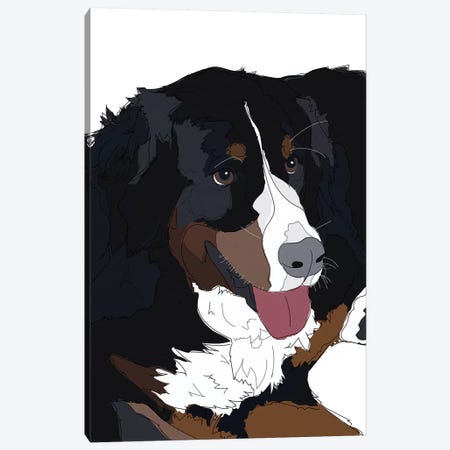 Bernese Mountain Dog II Canvas Print #SAP9} by Sketch and Paws Canvas Wall Art