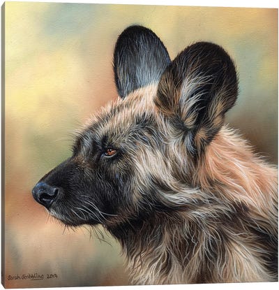 Wild Dog Canvas Art Print - Photorealism Art