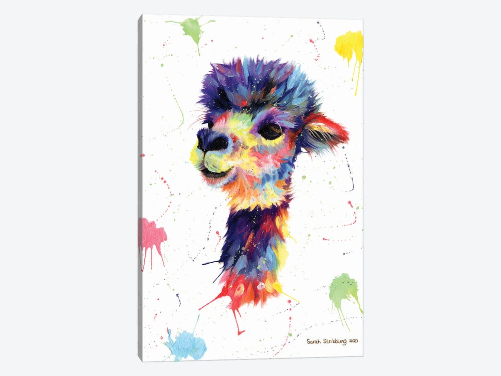 Multicolor Alpaca by Sarah Stribbling 1-piece Canvas Art