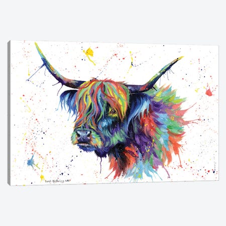 Multicolor Highland Cow Canvas Print #SAS131} by Sarah Stribbling Canvas Print