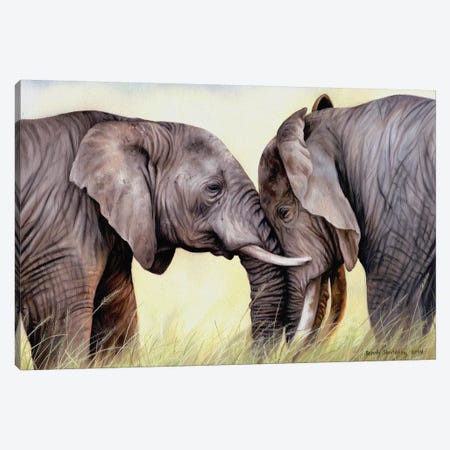 African Elephants Canvas Print #SAS1} by Sarah Stribbling Art Print