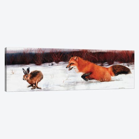 Fox And Hare Canvas Print #SAS38} by Sarah Stribbling Canvas Artwork