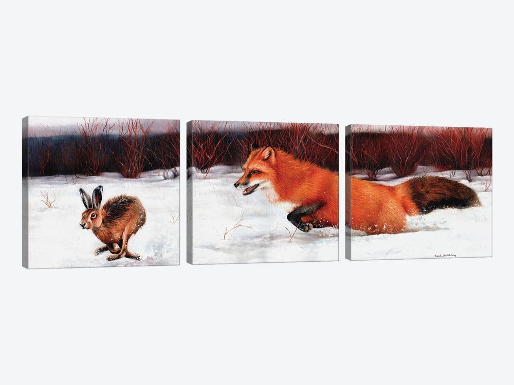 Fox And Hare by Sarah Stribbling 3-piece Canvas Art