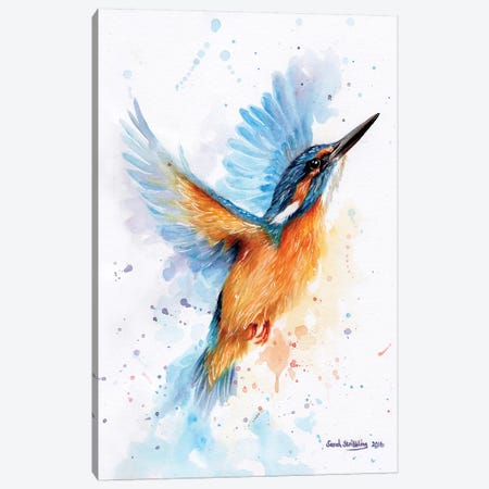 Kingfisher Watercolour Canvas Print #SAS57} by Sarah Stribbling Art Print
