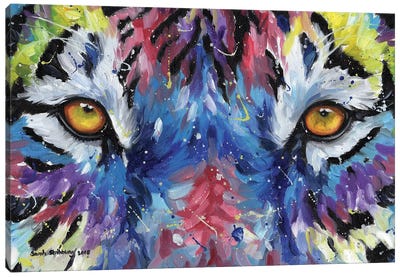 Multicolour Tiger Eyes Canvas Art Print - Photorealism Art