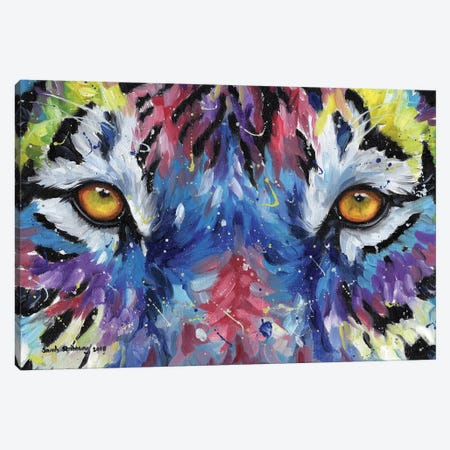 Multicolour Tiger Eyes Canvas Print #SAS73} by Sarah Stribbling Canvas Wall Art