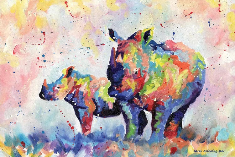 Rhinos by Sarah Stribbling wall art