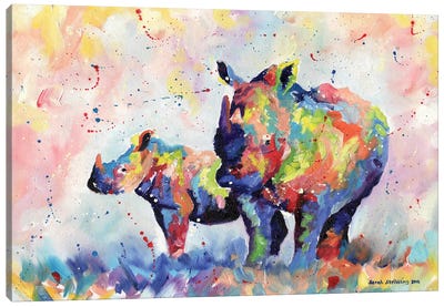 Rhinos Canvas Art Print - Sarah Stribbling