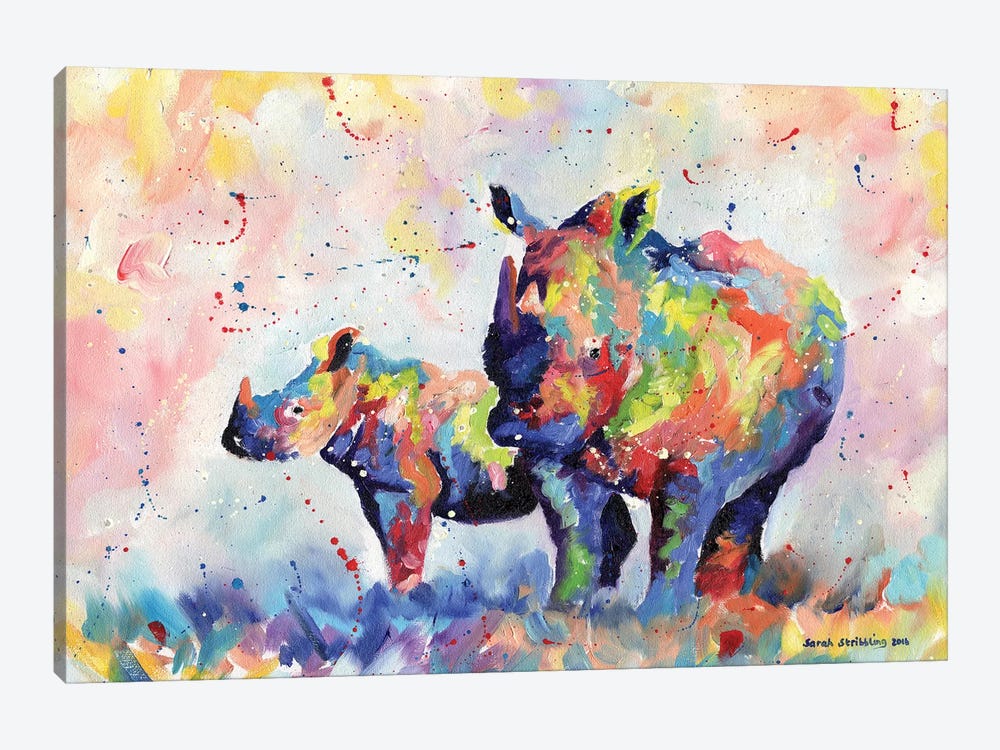 Rhinos by Sarah Stribbling 1-piece Canvas Art