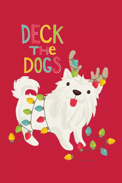 Pink Light Studio: Deck The Dogs I by Dana Saulnier