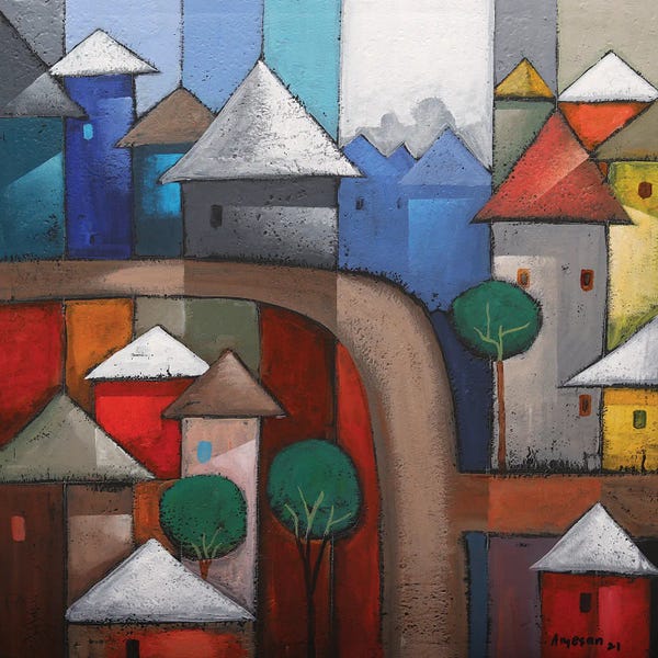 Fine Art Meets Folk: Country Side I by Segun Aiyesan