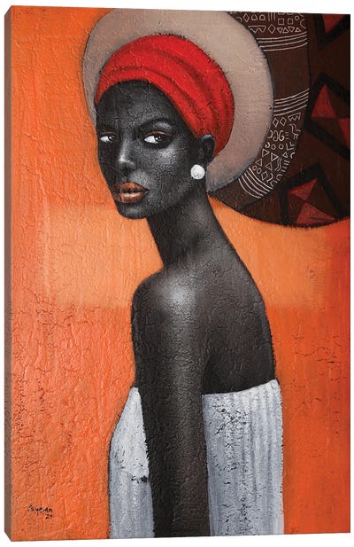 Black And Orange Canvas Art Print - Contemporary Portraiture by Black Artists